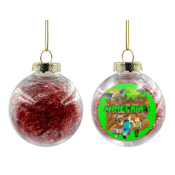 Minecraft characters, Transparent Christmas tree ball ornament with red filling 8cm