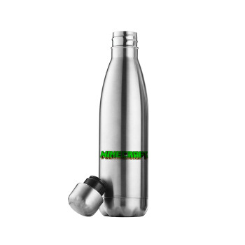 Minecraft logo green, Inox (Stainless steel) double-walled metal mug, 500ml