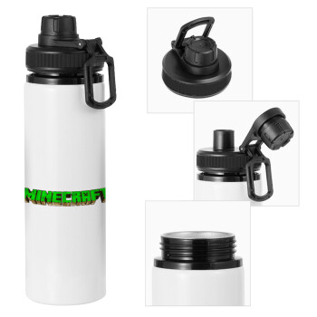 Minecraft logo green, Metal water bottle with safety cap, aluminum 850ml