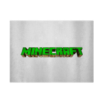 Minecraft logo green, Επιφάνεια κοπής γυάλινη (38x28cm)