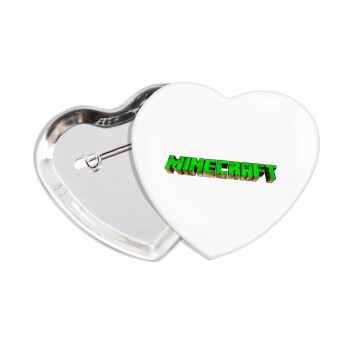 Minecraft logo green, Κονκάρδα παραμάνα καρδιά (57x52mm)