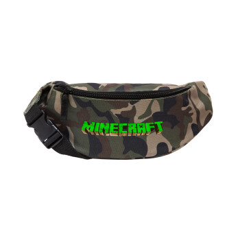 Minecraft logo green, Unisex waist bag (banana) in Jungle camouflage color with 2 pockets