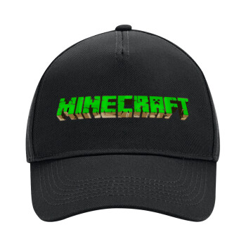 Minecraft logo green, Adult Ultimate Hat BLACK, (100% COTTON DRILL, ADULT, UNISEX, ONE SIZE)