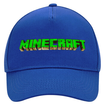 Minecraft logo green, Καπέλο Ενηλίκων Ultimate ΜΠΛΕ, (100% ΒΑΜΒΑΚΕΡΟ DRILL, ΕΝΗΛΙΚΩΝ, UNISEX, ONE SIZE)