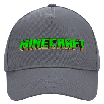 Minecraft logo green, Καπέλο Ενηλίκων Ultimate Γκρι, (100% ΒΑΜΒΑΚΕΡΟ DRILL, ΕΝΗΛΙΚΩΝ, UNISEX, ONE SIZE)