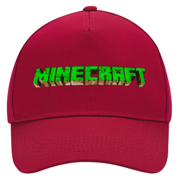 Minecraft logo green, Καπέλο Ενηλίκων Ultimate ΚΟΚΚΙΝΟ, (100% ΒΑΜΒΑΚΕΡΟ DRILL, ΕΝΗΛΙΚΩΝ, UNISEX, ONE SIZE)