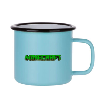 Minecraft logo green, Κούπα Μεταλλική εμαγιέ ΜΑΤ σιέλ 360ml