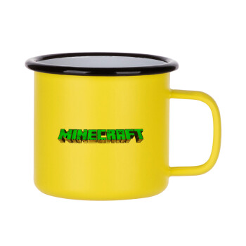 Minecraft logo green, Κούπα Μεταλλική εμαγιέ ΜΑΤ Κίτρινη 360ml