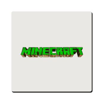 Minecraft logo green, Τετράγωνο μαγνητάκι ξύλινο 6x6cm