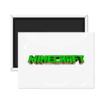 Minecraft logo green, Ορθογώνιο μαγνητάκι ψυγείου διάστασης 9x6cm