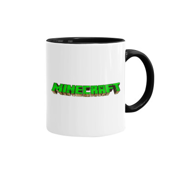 Minecraft logo green, Mug colored black, ceramic, 330ml