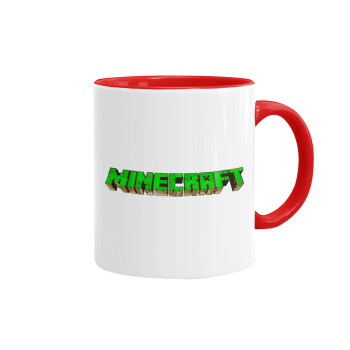 Minecraft logo green, Mug colored red, ceramic, 330ml