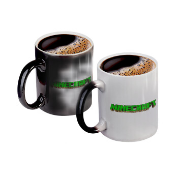 Minecraft logo green, Color changing magic Mug, ceramic, 330ml when adding hot liquid inside, the black colour desappears (1 pcs)