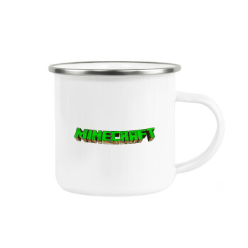 Minecraft logo green, Κούπα Μεταλλική εμαγιέ λευκη 360ml