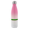 Metal mug thermos Pink/White (Stainless steel), double wall, 500ml