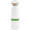 Stainless steel White with wooden lid (bamboo), double wall, 750ml