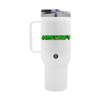 Minecraft logo green, Mega Stainless steel Tumbler with lid, double wall 1,2L