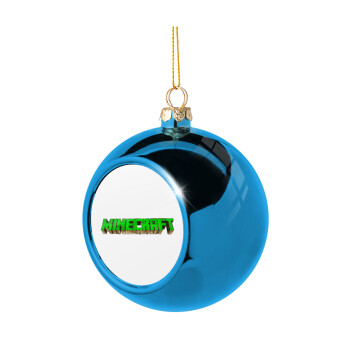 Minecraft logo green, Χριστουγεννιάτικη μπάλα δένδρου Μπλε 8cm