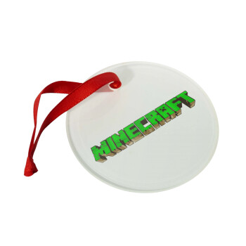 Minecraft logo green, Christmas ornament glass 9cm