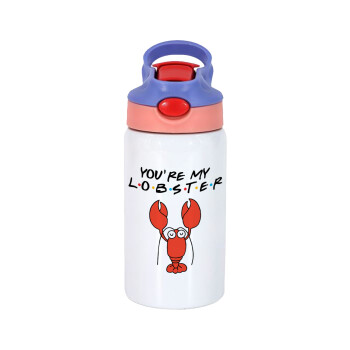 Friends you're my lobster, Παιδικό παγούρι θερμό, ανοξείδωτο, με καλαμάκι ασφαλείας, ροζ/μωβ (350ml)