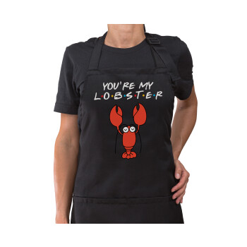 Friends you're my lobster, Ποδιά μακρία Σεφ ολοσωμη με τσέπες Μαύρη (ΕΝΗΛΙΚΩΝ)