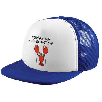 Friends you're my lobster, Adult Soft Trucker Hat with Blue/White Mesh (POLYESTER, ADULT, UNISEX, ONE SIZE)