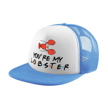 Friends you're my lobster, Child's Soft Trucker Hat with Blue/White Mesh (POLYESTER, CHILD, ONE SIZE)