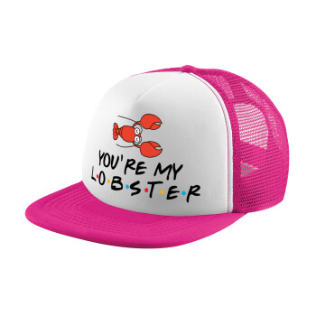 Friends you're my lobster, Καπέλο Ενηλίκων Soft Trucker με Δίχτυ Pink/White (POLYESTER, ΕΝΗΛΙΚΩΝ, UNISEX, ONE SIZE)