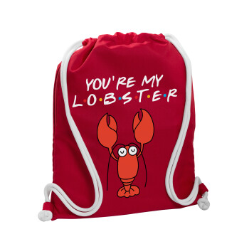 Friends you're my lobster, Backpack pouch GYMBAG Red, with pocket (40x48cm) & thick cords