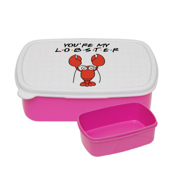 Friends you're my lobster, ΡΟΖ παιδικό δοχείο φαγητού (lunchbox) πλαστικό (BPA-FREE) Lunch Βox M18 x Π13 x Υ6cm