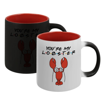 Friends you're my lobster, Κούπα Μαγική εσωτερικό κόκκινο, κεραμική, 330ml που αλλάζει χρώμα με το ζεστό ρόφημα (1 τεμάχιο)