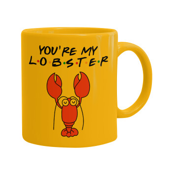 Friends you're my lobster, Ceramic coffee mug yellow, 330ml