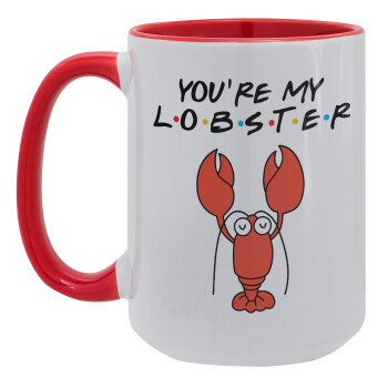 Friends you're my lobster, Κούπα Mega 15oz, κεραμική Κόκκινη, 450ml
