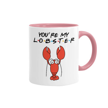 Friends you're my lobster, Κούπα χρωματιστή ροζ, κεραμική, 330ml