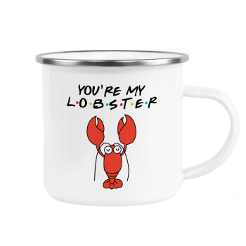 Friends you're my lobster, Metallic enamel cup white 360ml