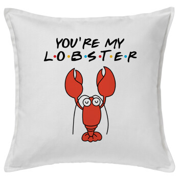 Friends you're my lobster, Μαξιλάρι καναπέ ΛΕΥΚΟ 100% βαμβάκι, περιέχεται το γέμισμα (50x50cm)