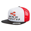 Adult Foam Flat Snapback with Mesh Black-White-Red (POLYESTER, ADULT, UNISEX, ONE SIZE)