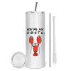 Tumbler stainless steel 600ml, with metal straw & cleaning brush