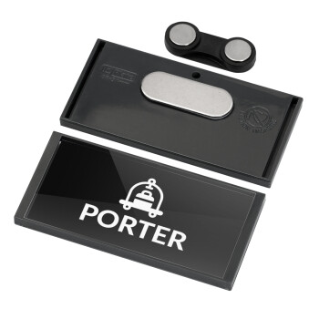 PORTER, Name Tags/Badge Anthracite με μαγνήτη ασφαλείας (75x36mm)