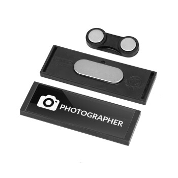 PHOTOGRAPHER, Name Tags/Badge Anthracite με μαγνήτη ασφαλείας (64x22mm)