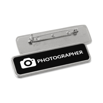 PHOTOGRAPHER, Name Tags/Badge Metal Pin/Safety  (7x2cm)