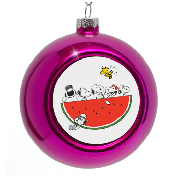 Snoopy summer, Purple Christmas tree ornament bauble 8cm