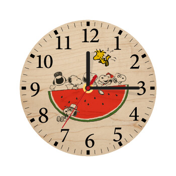 Snoopy summer, Ρολόι τοίχου ξύλινο plywood (20cm)