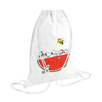 Snoopy summer, Backpack pouch GYMBAG white (28x40cm)