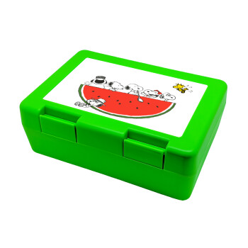 Snoopy summer, Children's cookie container GREEN 185x128x65mm (BPA free plastic)