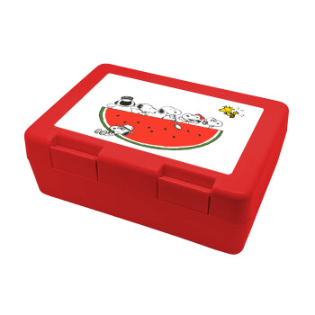 Snoopy summer, Παιδικό δοχείο κολατσιού ΚΟΚΚΙΝΟ 185x128x65mm (BPA free πλαστικό)