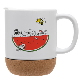 Snoopy summer, Ceramic coffee mug Cork (MAT), 330ml (1pcs)