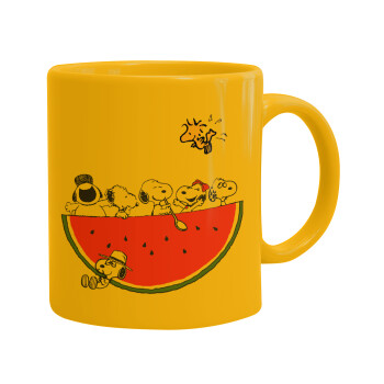 Snoopy summer, Ceramic coffee mug yellow, 330ml (1pcs)