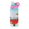 Children's hot water bottle, stainless steel, with safety straw, Pink/BlueCiel (360ml) BPA FREE