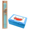 Easter Set, children's snack container BLUE & Easter aromatic flat candle (30cm) (TURQUOISE)